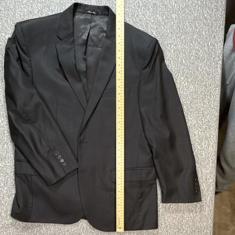 EGARA Black Slim Fit 2pc Worsted Wool Suit Made in Italy 39R/39W
